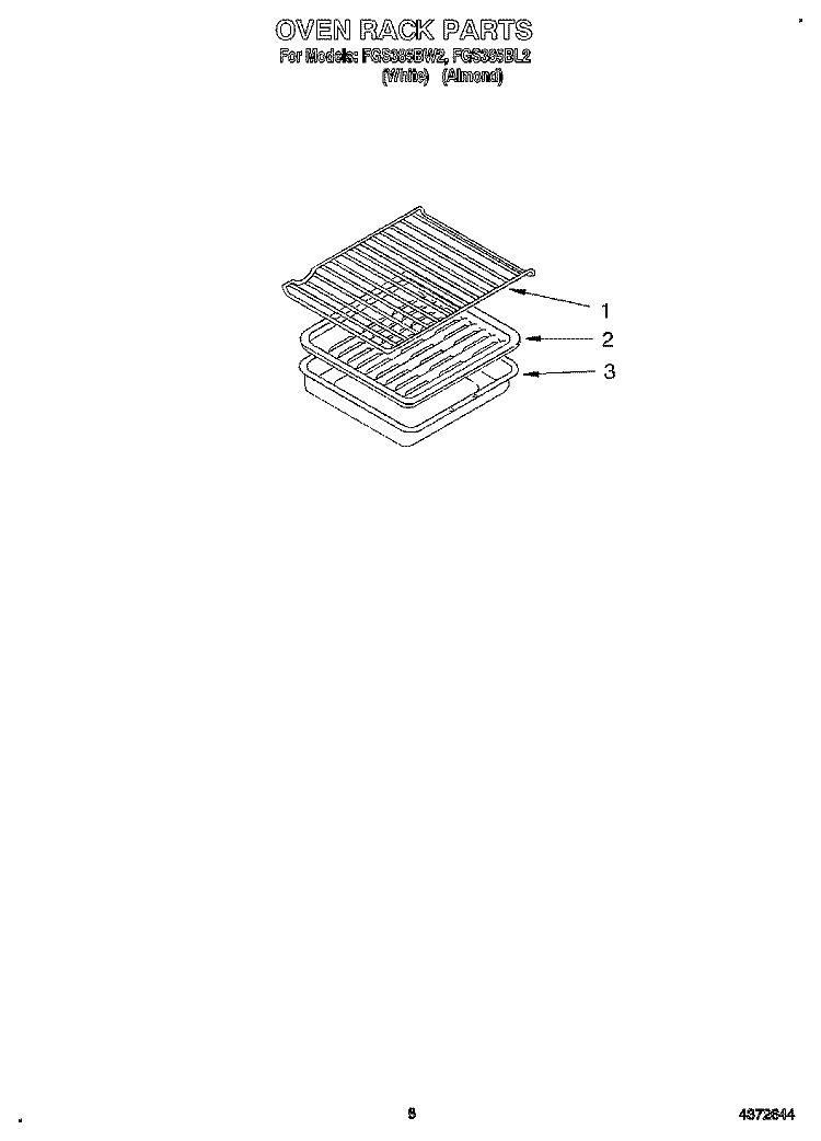 OVEN RACK, LITERATURE Diagram and Parts List for FGS385BL2  Roper Range