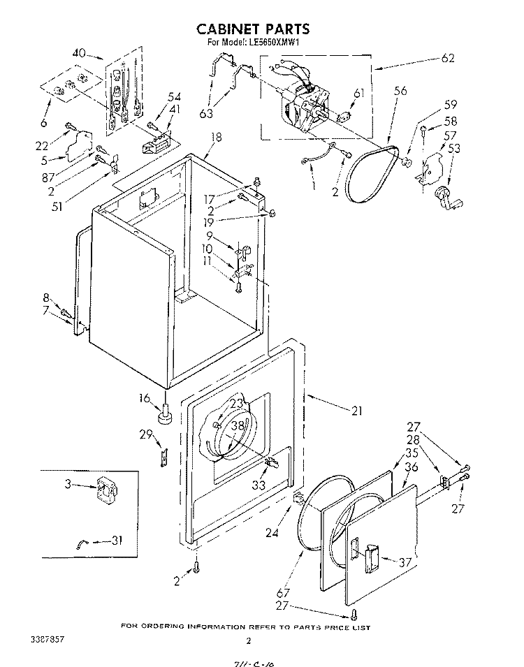 SECTION Diagram and Parts List for LE5650XMW1  Whirlpool Dryer