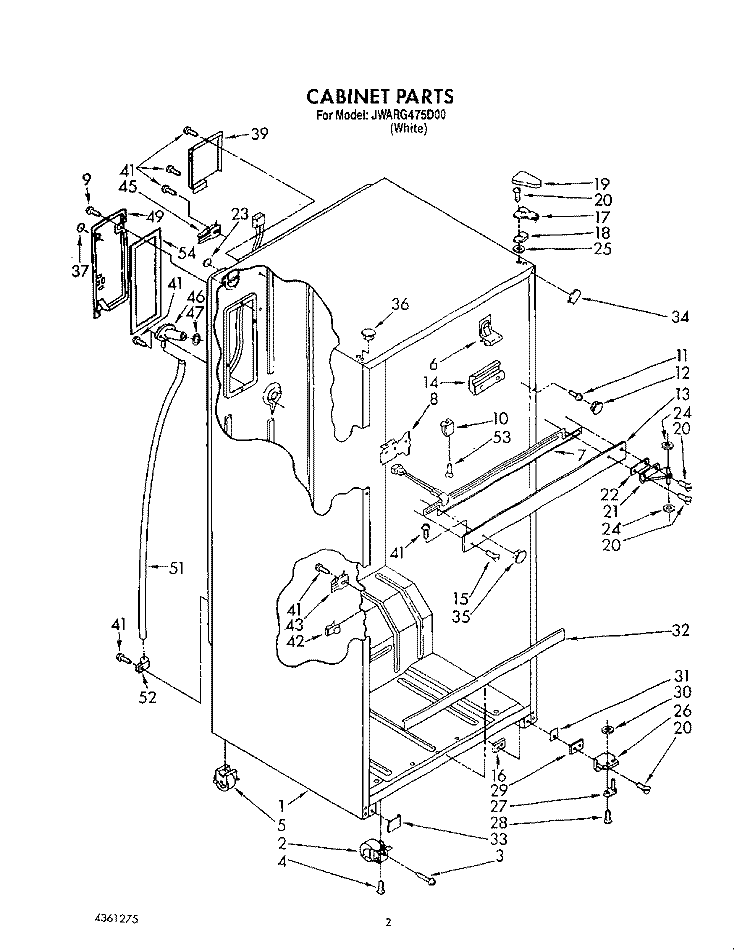CABINET Diagram and Parts List for JWARG475D00  Whirlpool Refrigerator