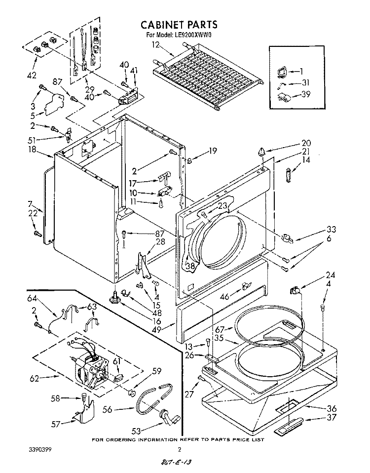 SECTION Diagram and Parts List for LE9200XWN0  Whirlpool Dryer