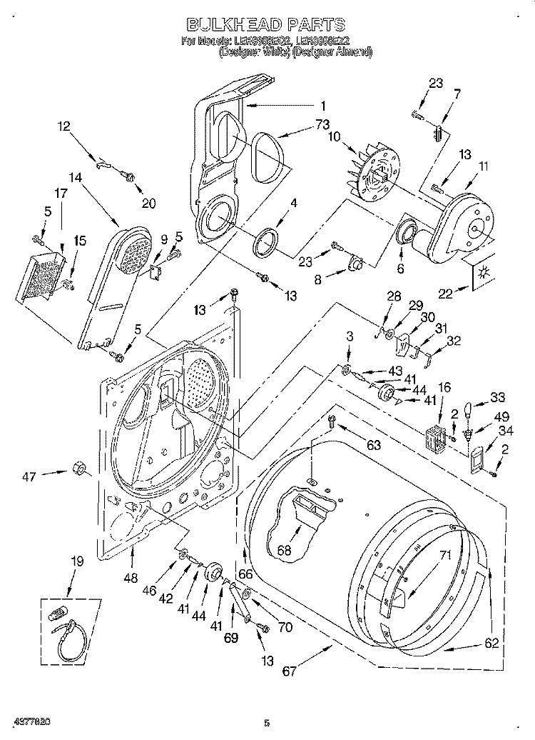 SECTION Diagram and Parts List for LER8858EZ2  Whirlpool Dryer