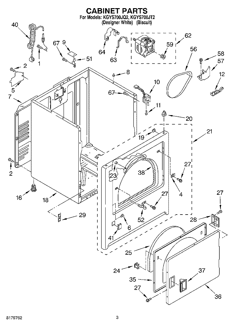 CABINET Diagram and Parts List for KGYS700JT2  KitchenAid Dryer