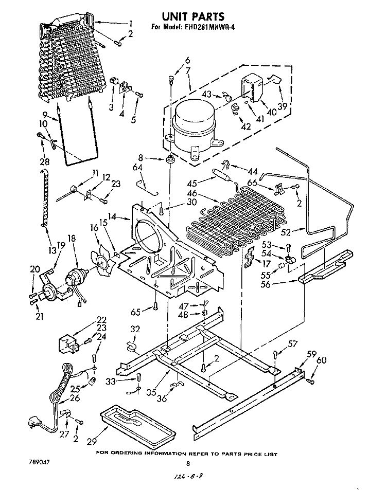 UNIT Diagram and Parts List for EHD261MKWR4  Whirlpool Refrigerator