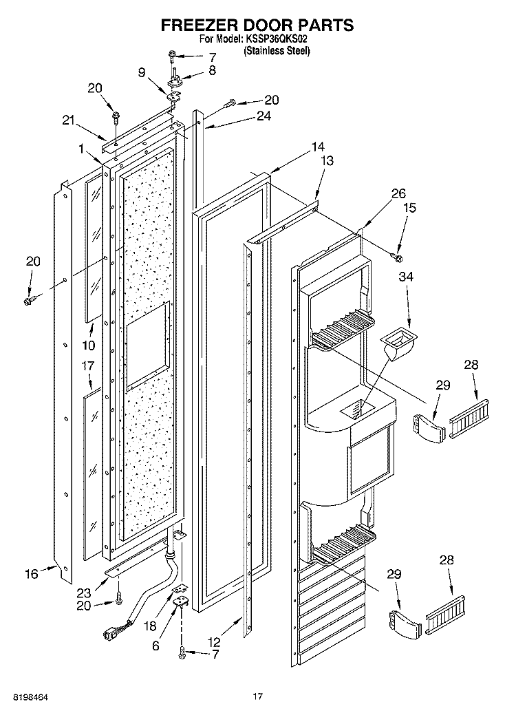 FREEZER DOOR PARTS Diagram and Parts List for KSSP36QKS02  KitchenAid Refrigerator