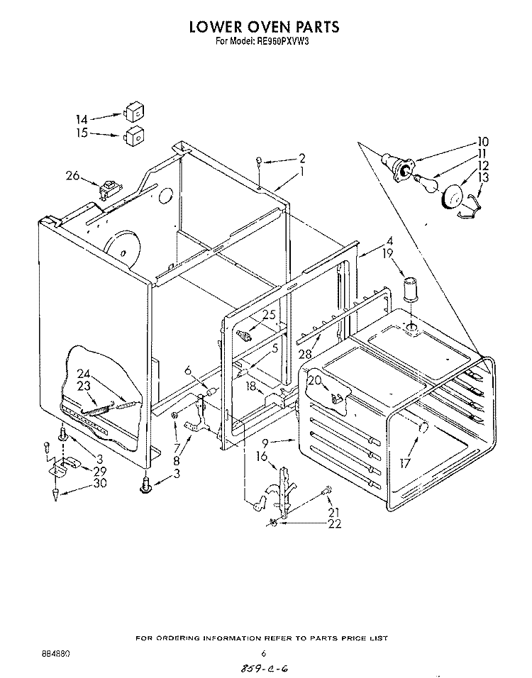 LOWER OVEN Diagram and Parts List for RE960PXVN3  Whirlpool Range