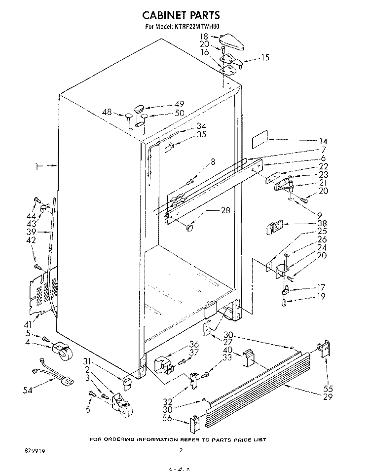 CABINET Diagram and Parts List for KTRF22MTAL00  Whirlpool Refrigerator