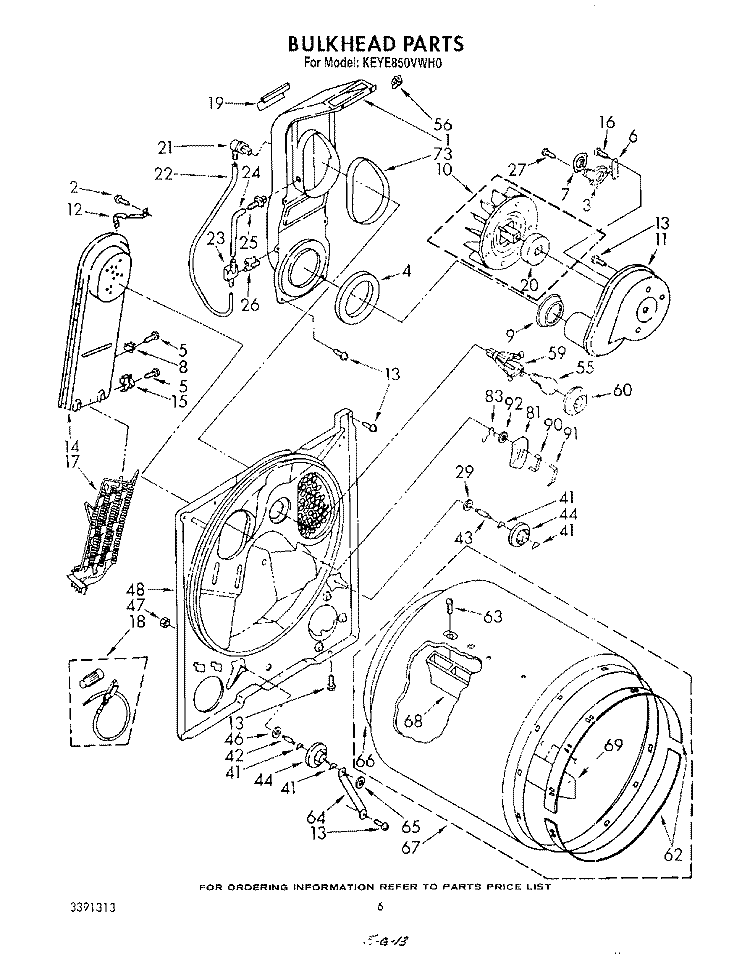SECTION Diagram and Parts List for KEYE850VHT0  KitchenAid Dryer