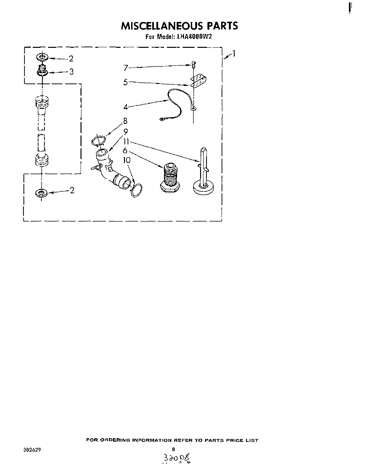 MISCELLANEOUS , LITERATURE AND OPTIONAL Diagram and Parts List for LHA4000W2  Whirlpool Washer