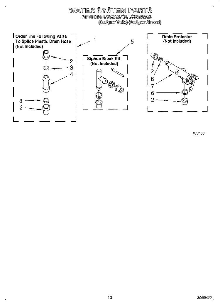 WATER SYSTEM Diagram and Parts List for LCR5232DZ4  Whirlpool Washer