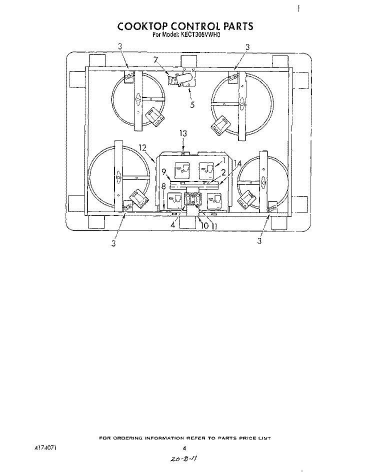 SECTION Diagram and Parts List for KECT305VBL0  KitchenAid Cooktop