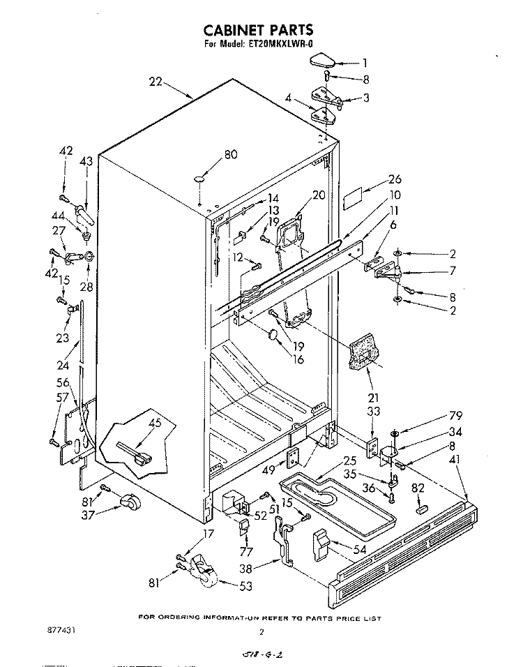 CABINET Diagram and Parts List for ET20MKXLWR0  Whirlpool Refrigerator