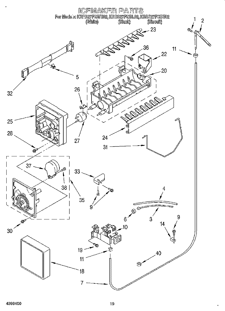 ICEMAKER, OPTIONAL Diagram and Parts List for KSRS27FGBL02  KitchenAid Refrigerator