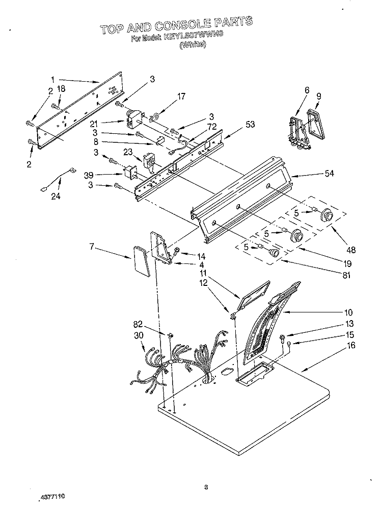 SECTION Diagram and Parts List for KEYL507WWH0  KitchenAid Dryer