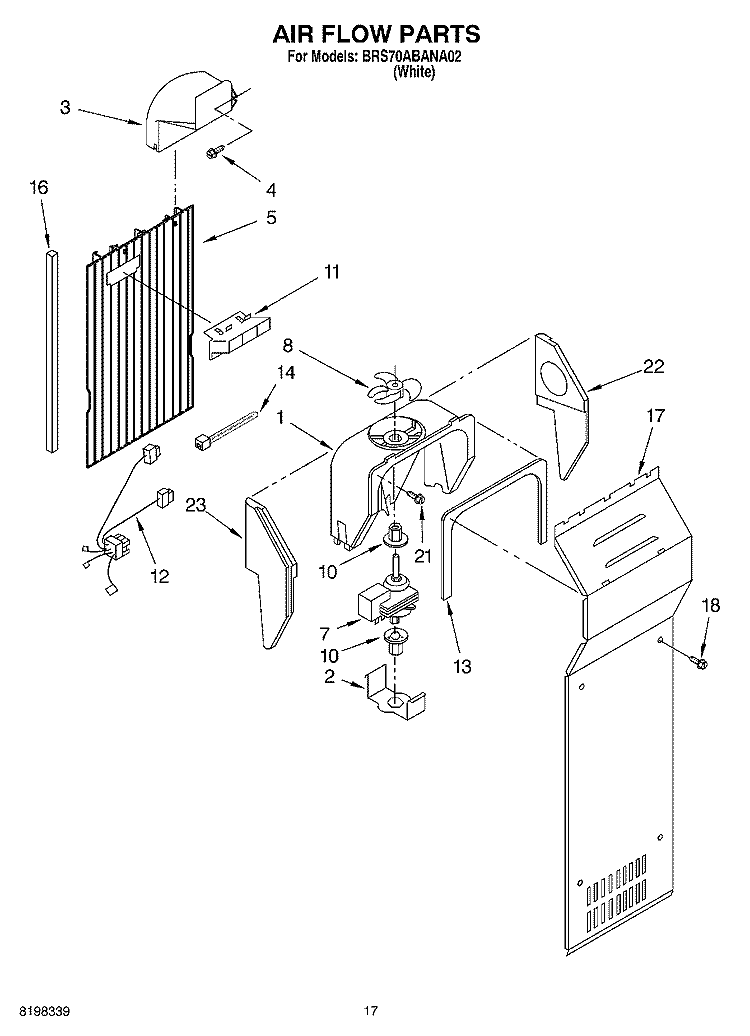AIR FLOW PARTS Diagram and Parts List for BRS70ABANA02  Whirlpool Refrigerator