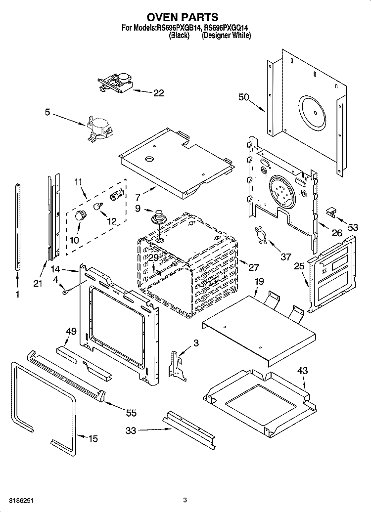 OVEN PARTS Diagram and Parts List for RS696PXGQ14  Whirlpool Range