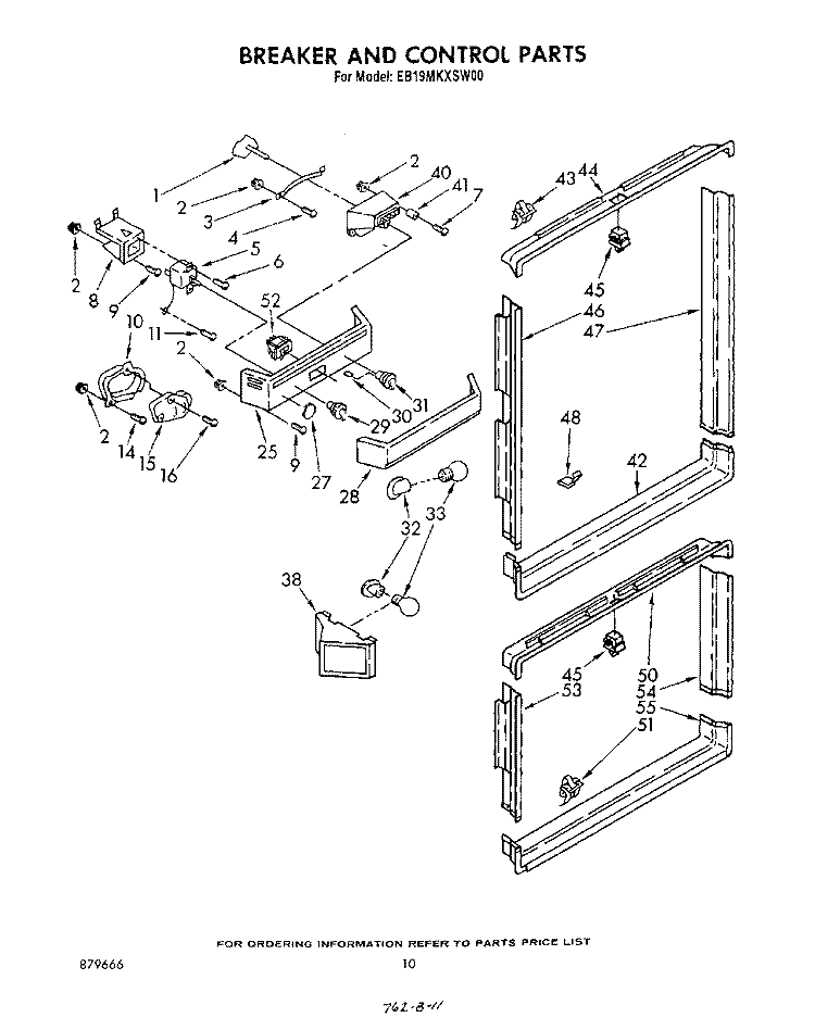 BREAKER AND CONTROL Diagram and Parts List for EB19MKXSW00  Whirlpool Refrigerator