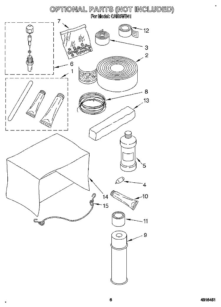 OPTIONAL Diagram and Parts List for CAH8WB41  Crosley Air Conditioner