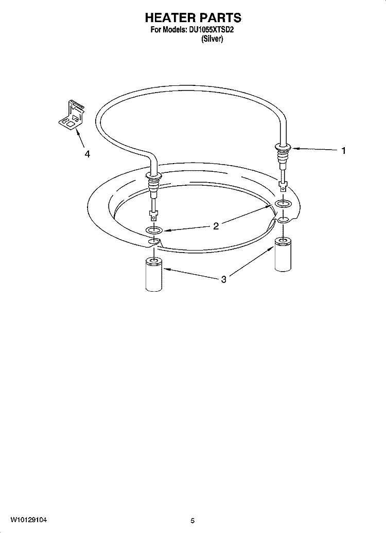 HEATER PARTS Diagram and Parts List for DU1055XTSD2  Whirlpool Dishwasher