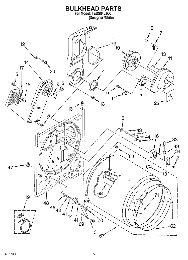 SECTION Diagram and Parts List for TEDS840JQ0  Estate Dryer