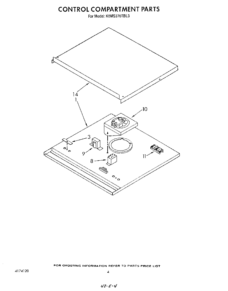 CONTROL COMPARTMENT Diagram and Parts List for KEMS376TBL3  KitchenAid Microwave Oven Combo