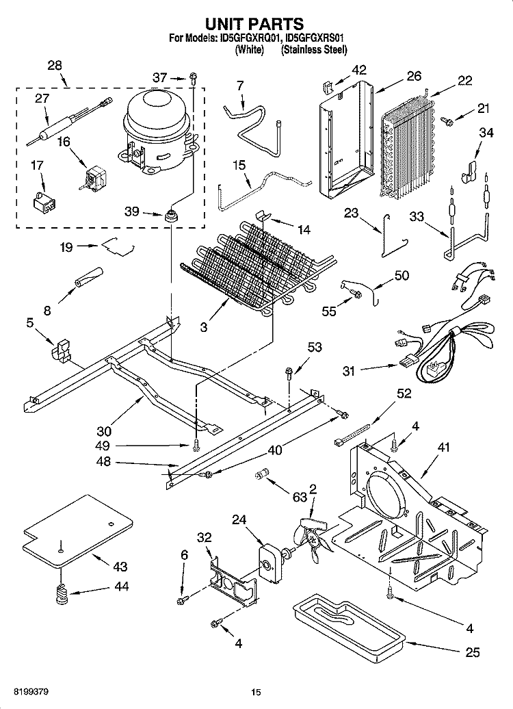 UNIT PARTS Diagram and Parts List for ID5GFGXRS01  Whirlpool Refrigerator