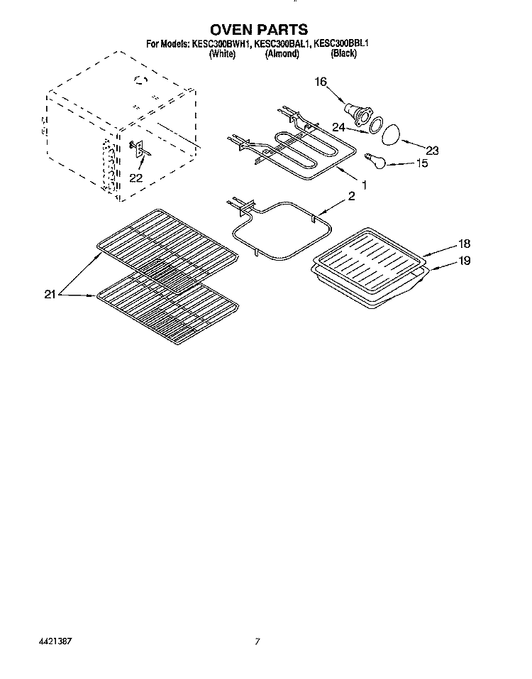 OVEN Diagram and Parts List for KESC300BBL1  KitchenAid Range