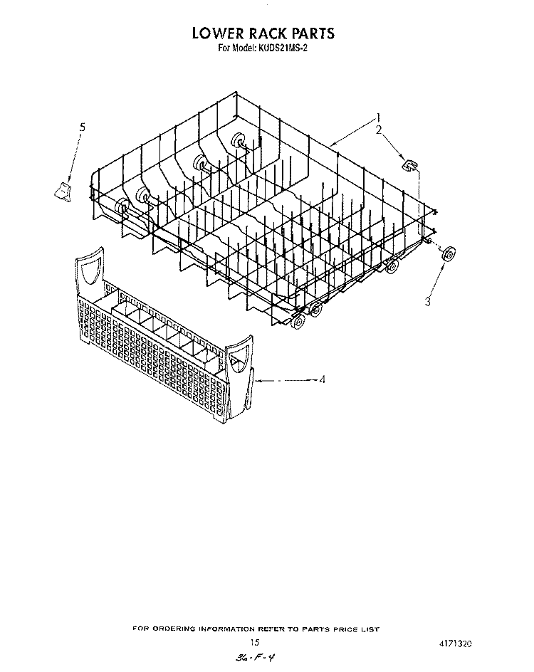 LOWER RACK Diagram and Parts List for KUDS21MS2  KitchenAid Dishwasher