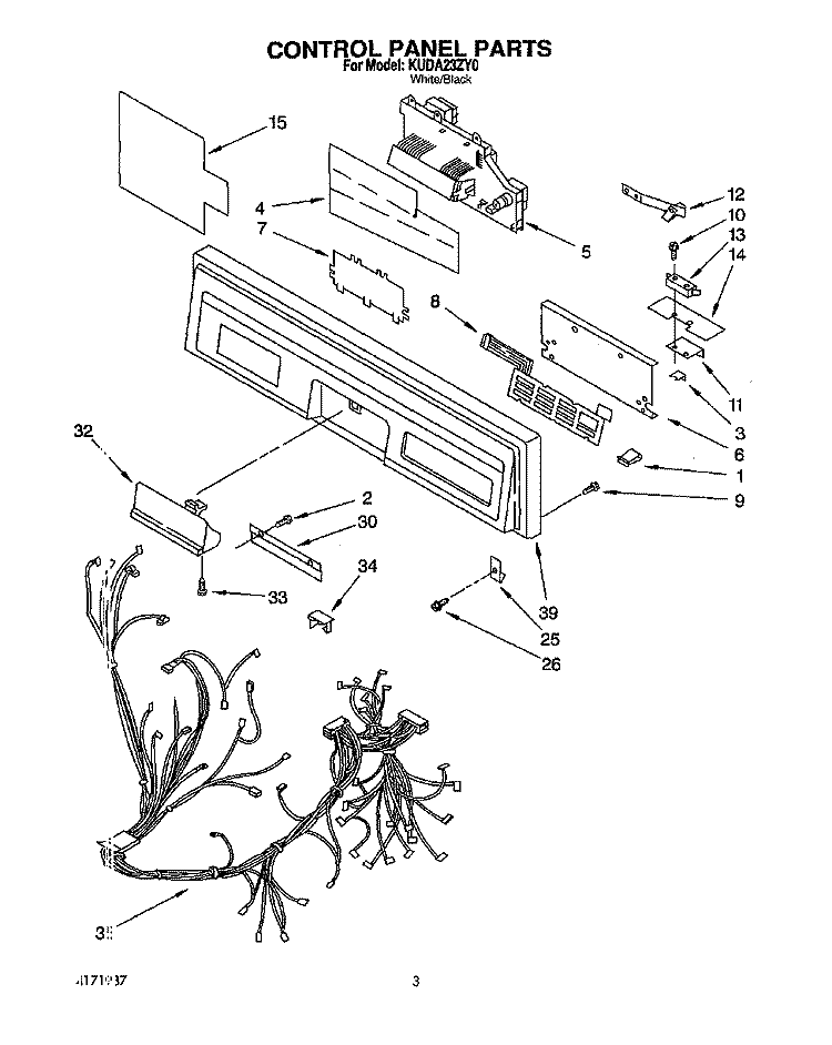 CONTROL PANEL, LITERATURE AND OPTIONAL Diagram and Parts List for KUDA23ZY0  KitchenAid Dishwasher
