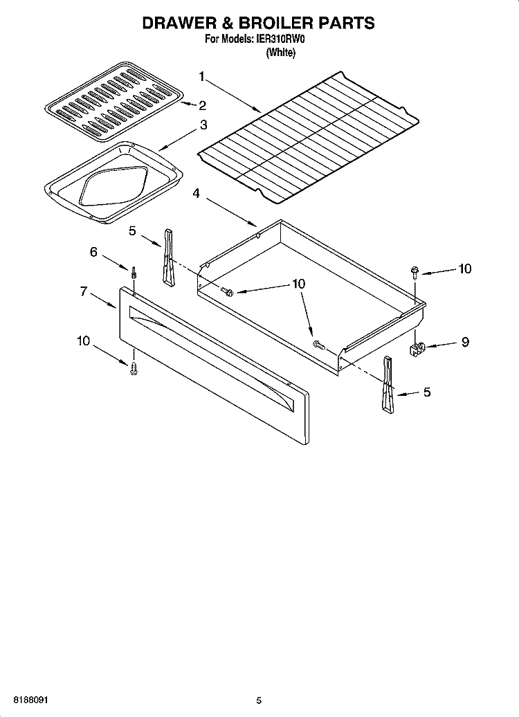 DRAWER & BROILER PARTS Diagram and Parts List for IER310RW0  Inglis Range