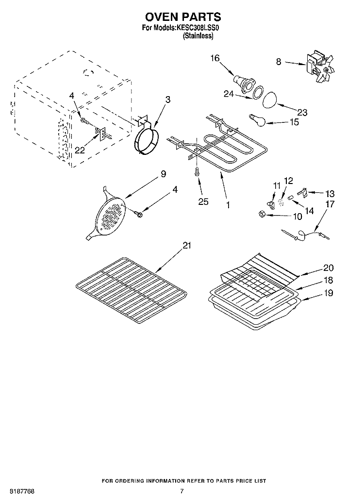 OVEN PARTS Diagram and Parts List for KESC308LSS0  KitchenAid Range
