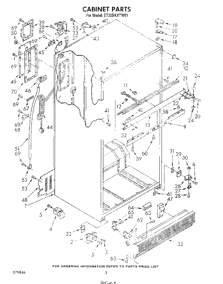 CABINET Diagram and Parts List for ET20DKXTG01  Whirlpool Refrigerator