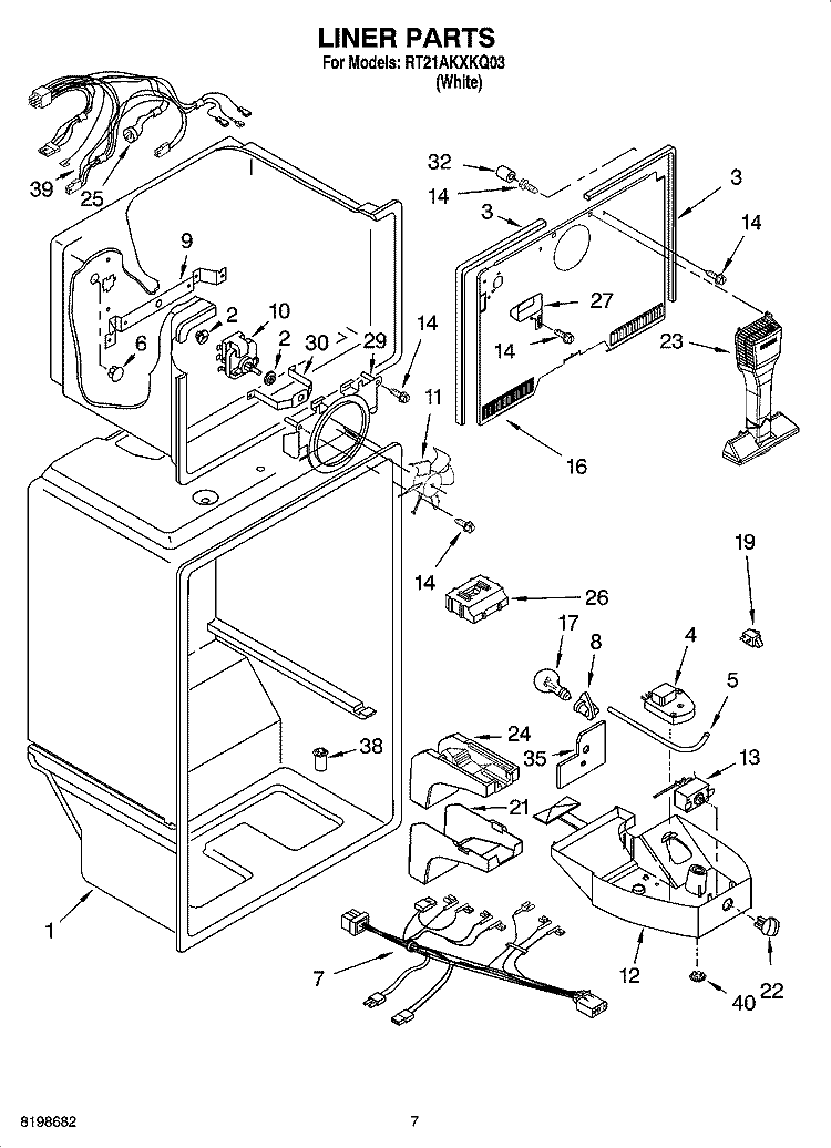 LINER PARTS Diagram and Parts List for RT21AKXKQ03  Roper Refrigerator