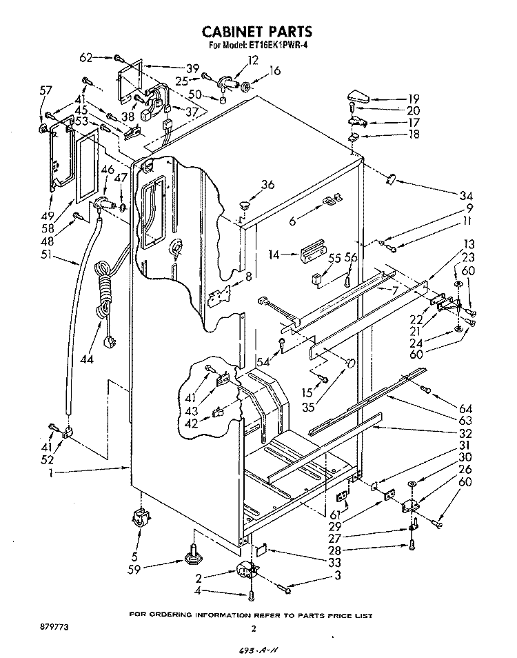 CABINET Diagram and Parts List for ET16EK1PWR4  Whirlpool Refrigerator