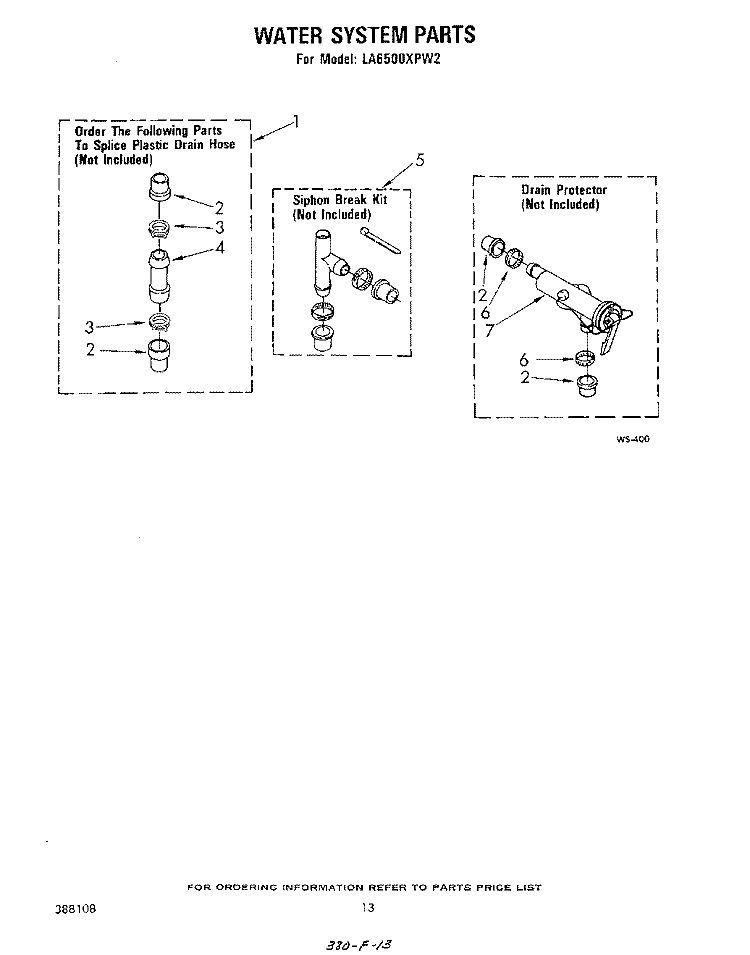 WATER SYSTEM Diagram and Parts List for LA6500XPW2  Whirlpool Washer