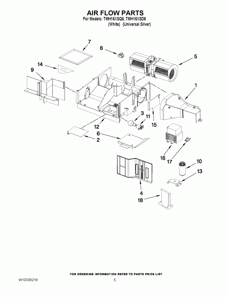 AIR FLOW PARTS Diagram and Parts List for TMH16XSD6  Estate Microwave