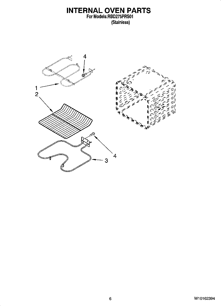 INTERNAL OVEN PARTS Diagram and Parts List for RBD275PRS01  Whirlpool Wall Oven