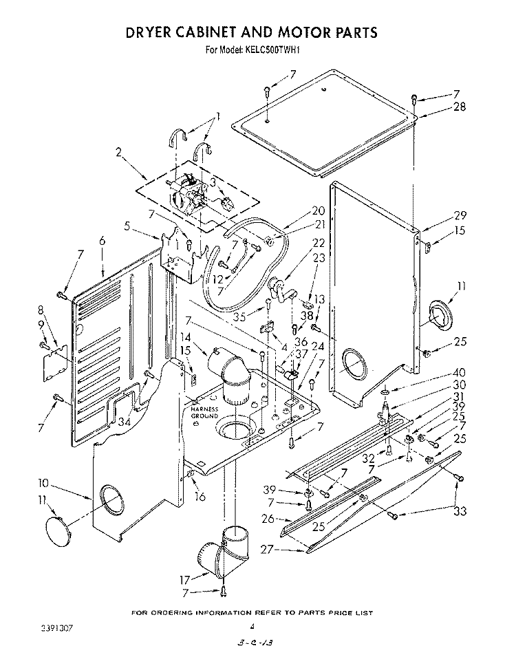 DRYER CABINET AND MOTOR Diagram and Parts List for KELC500TAL1  KitchenAid Washer Dryer Combo