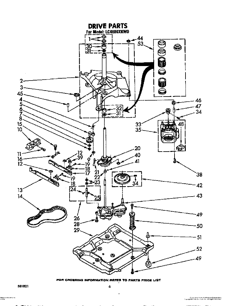 DRIVE Diagram and Parts List for LC4600XKW0  Whirlpool Washer