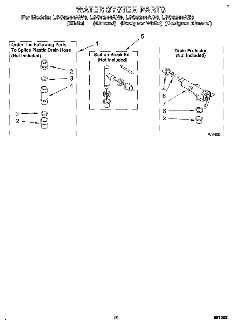 WATER SYSTEM Diagram and Parts List for LSC6244AZ0  Whirlpool Washer
