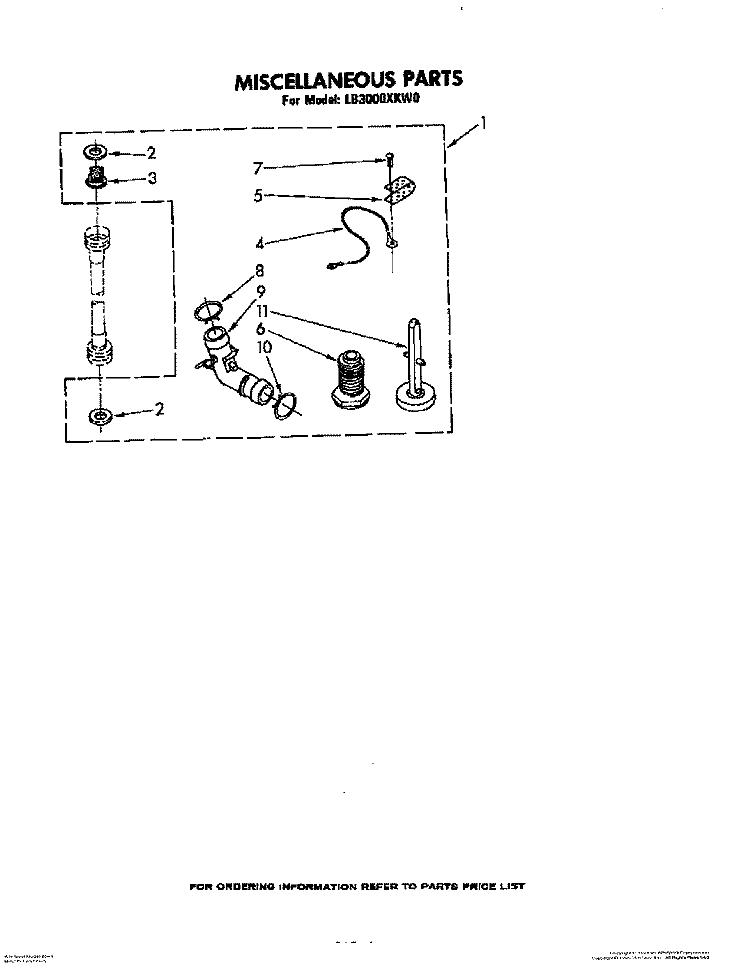 MISCELLANEOUS, LIT/OPTIONAL Diagram and Parts List for LB3000XKW0  Whirlpool Washer