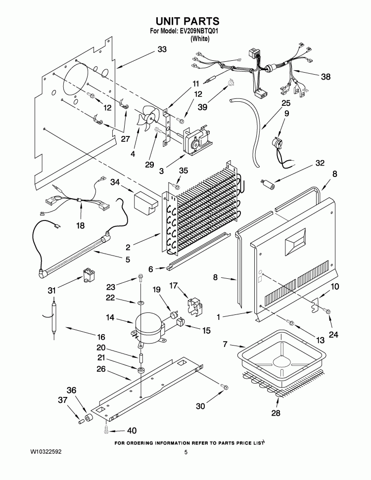 UNIT PARTS Diagram and Parts List for EV209NBTQ01  Whirlpool Freezer