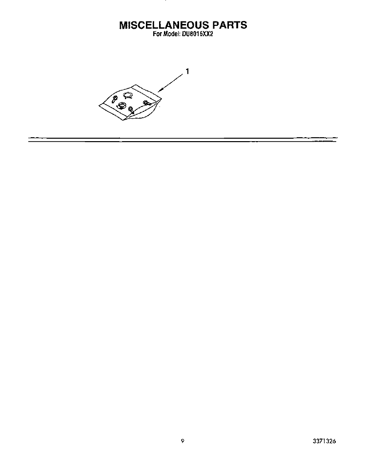 MISCELLANEOUS, LIT/OPTIONAL Diagram and Parts List for DU8016XX2  Whirlpool Dishwasher