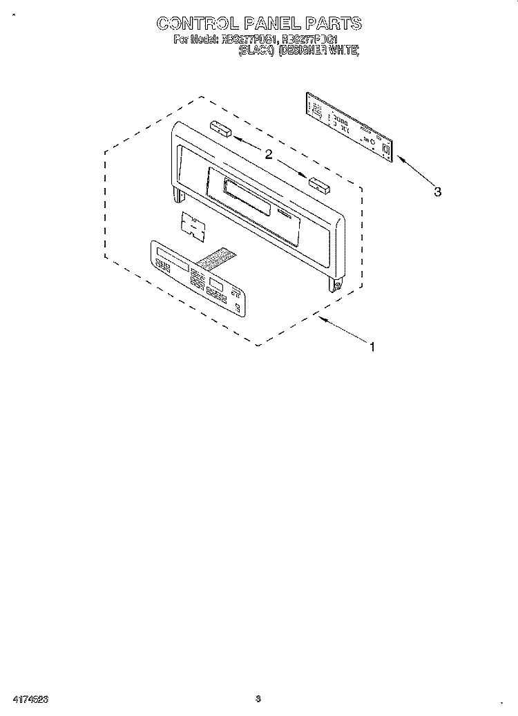 CONTROL PANEL, LITERATURE Diagram and Parts List for RBS277PDQ1  Whirlpool Wall Oven
