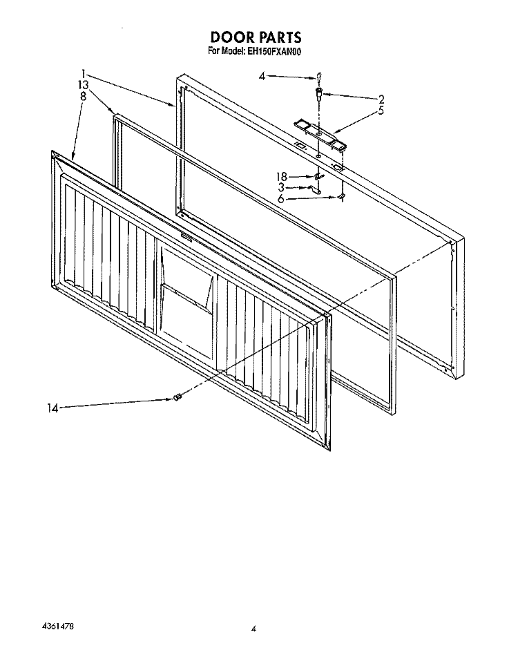 SECTION Diagram and Parts List for EH150FXAN00  Whirlpool Freezer
