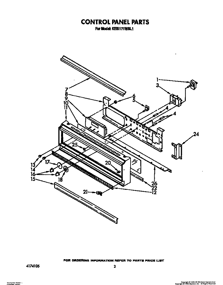 CONTROL PANEL, LIT/OPTIONAL Diagram and Parts List for KEBI171WBL1  KitchenAid Wall Oven