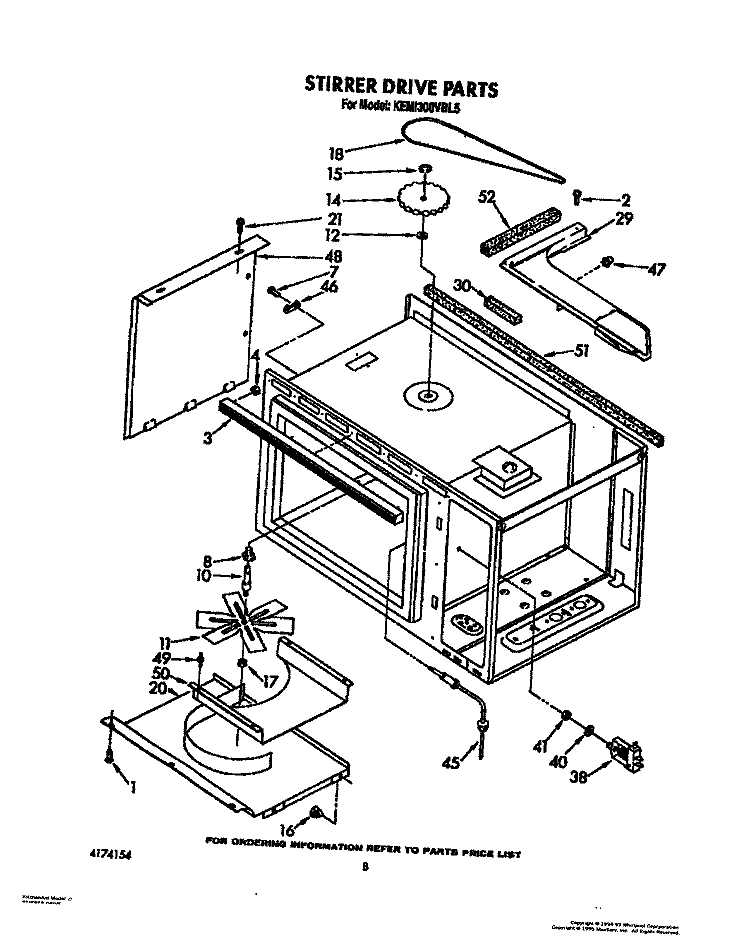 STIRRER DRIVE Diagram and Parts List for KEMI300VBL5  KitchenAid Microwave Oven Combo