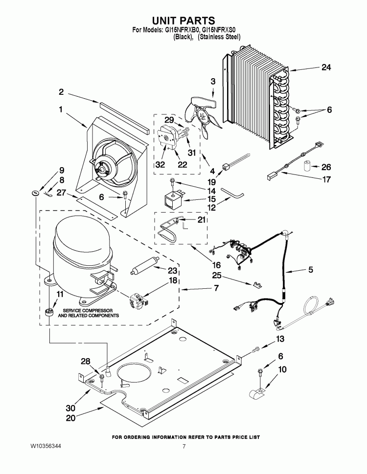 UNIT PARTS Diagram and Parts List for GI15NFRXS0  Whirlpool Ice Maker