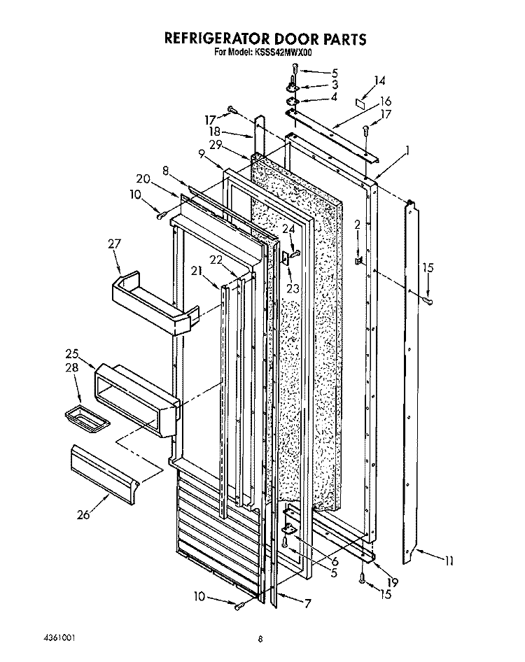 REFRIGERATOR DOOR Diagram and Parts List for KSSS42MWX00  KitchenAid Refrigerator