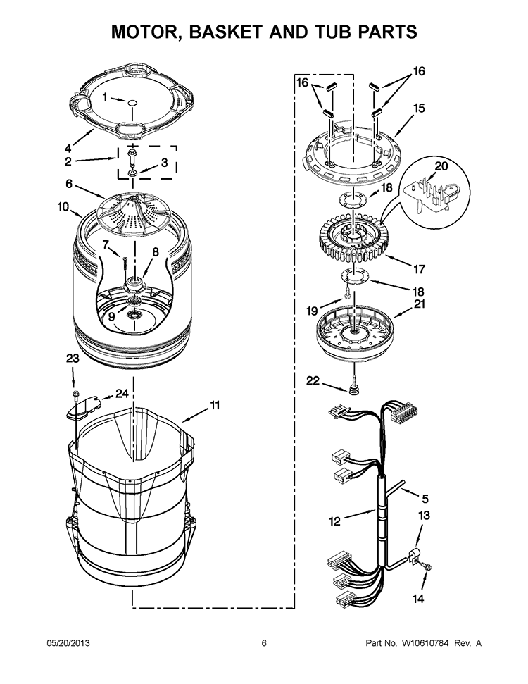 MOTOR, BASKET AND TUB PARTS Diagram and Parts List for WTW8500BC0  Whirlpool Washer