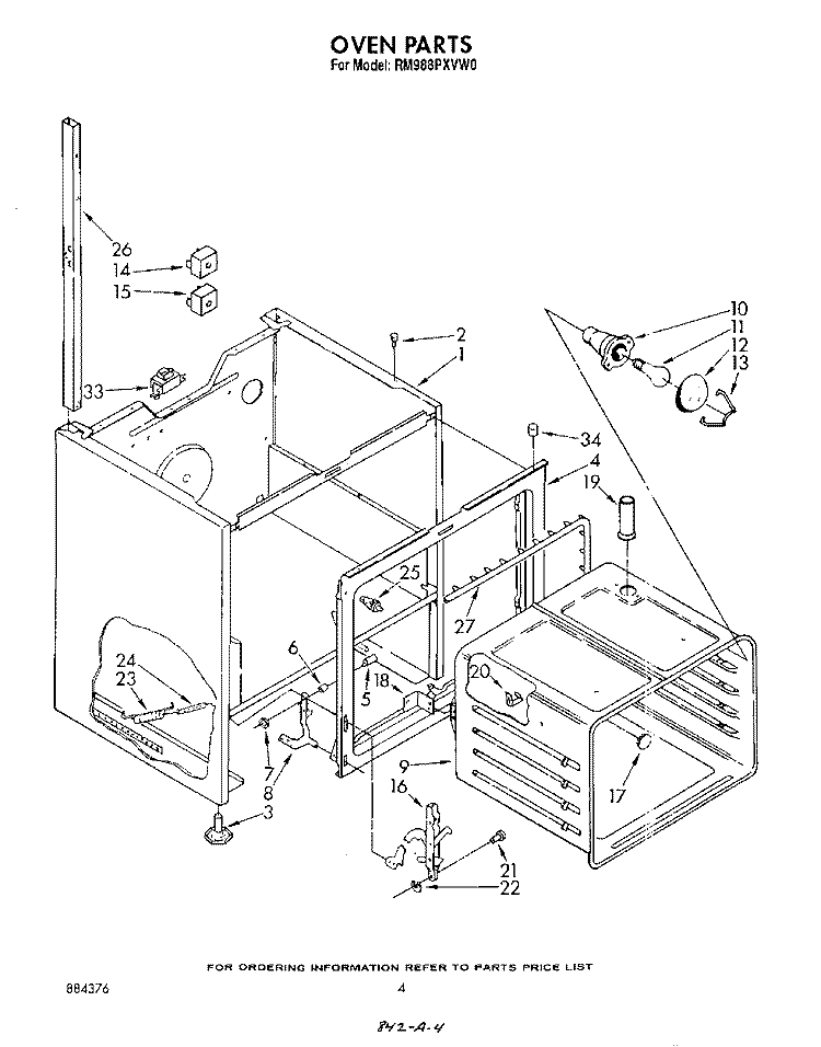 OVEN Diagram and Parts List for RM988PXVW0  Whirlpool Microwave Oven Combo